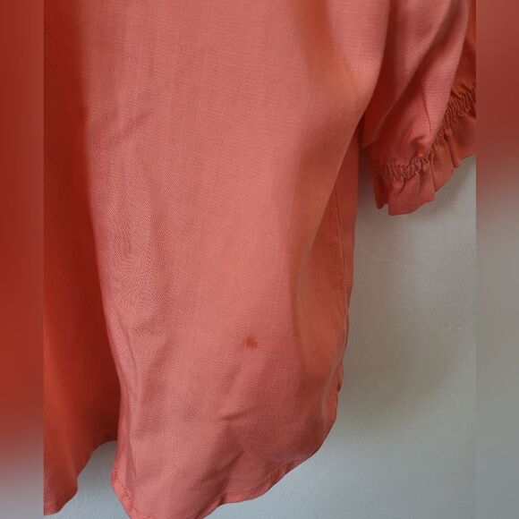 Intro Pink Blouse Plus Size XL Salmon Peach Top Shirt Ruffle Casual Lightweight - Picture 11 of 12